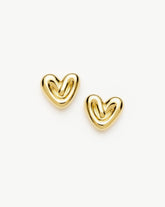 Puffy Heart Stud Earrings |18k Gold Plated
