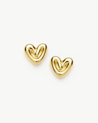 Puffy Heart Stud Earrings |18k Gold Plated