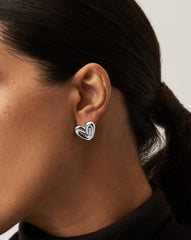 Puffy Heart Stud Earrings |Sterling Silver Plated