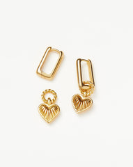 Ridge Heart Charm Earrings | 18k Gold Vermeil