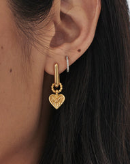 Ridge Heart Charm Earrings | 18k Gold Vermeil