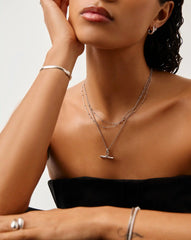 Ridge T-Bar Chain Necklace | Silver Plated
