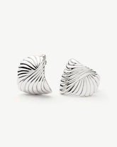 Ripple Oversized Stud Earrings | Silver Plated