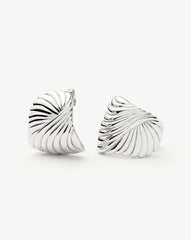 Ripple Oversized Stud Earrings | Silver Plated