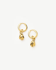Savi Ridge Droplet Charm Earrings | 18k Gold Vermeil