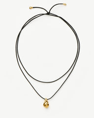 Savi Ridge Droplet Pendant Cord Necklace | 18k Gold Plated