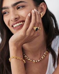 Savi Ridge Oval Gemstone Chunky Ring | 18k Gold Vermeil/Black Onyx