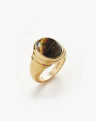 Savi Ridge Oval Gemstone Chunky Ring | 18k Gold Vermeil/Tiger's Eye