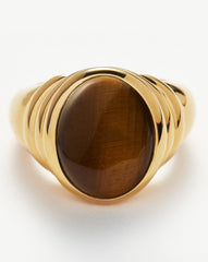 Savi Ridge Oval Gemstone Chunky Ring | 18k Gold Vermeil/Tiger's Eye