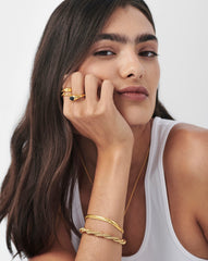 Savi Sculptural Gemstone Stacking Ring | 18k Gold Vermeil/Black Onyx