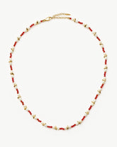 Savi Seed Pearl Beaded Necklace | Red Quartz & Pearl