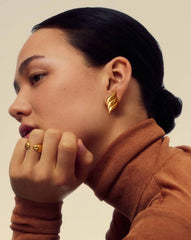 Savi Signature Oversized Stud Earrings | 18k Gold Plated