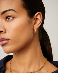 Savi Triple Ridge Hoop Earrings | 18k Gold Vermeil