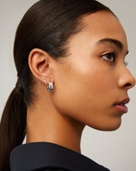 Savi Triple Ridge Hoop Earrings | Sterling Silver