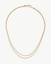Savi Twisted Double Chain Necklace | 18k Gold Plated