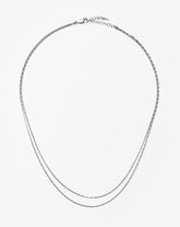 Savi Twisted Double Chain Necklace | Silver Plated