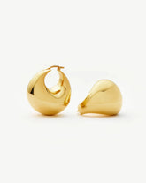 Sculptural Chubby Dome Medium Hoop Earrings | 18k Gold Plated