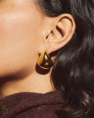 Sculptural Chubby Dome Medium Hoop Earrings | 18k Gold Plated