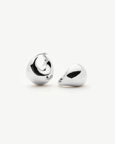 Sculptural Chubby Dome Small Hoop Earrings | Silver Plated