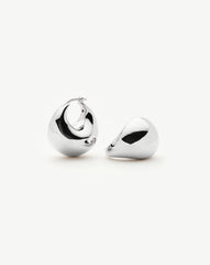 Sculptural Chubby Dome Small Hoop Earrings | Silver Plated