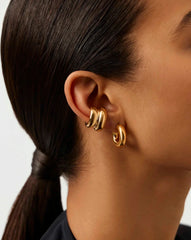 Sculptural Chubby Double Ear Cuff | 18k Gold Plated