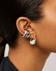 Sculptural Chubby Double Ear Cuff | Silver Plated