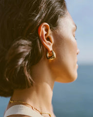 Sculptural Chubby Small Hoop Earrings | 18k Gold Plated