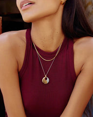 Sculptural Pebble Pendant Necklace Set | Mixed Metal