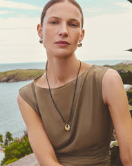 Sculptural Pebble Pendant Necklace Set | Mixed Metal