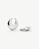Sculptural Pebble Small Hoop Earrings | Silver Plated