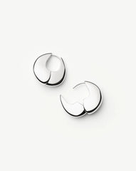 Sculptural Pebble Small Hoop Earrings | Silver Plated