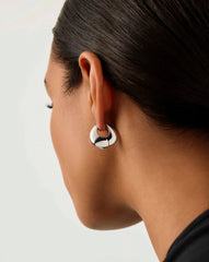 Sculptural Pebble Small Hoop Earrings | Silver Plated