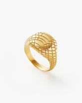 Serpent Textured Signet Ring | 18k Gold Plated