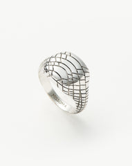 Serpent Textured Signet Ring | Silver Plated