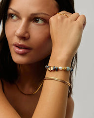 Shell Statement Multi Beaded Bracelet | 18k Gold Plated/Multi Gemstone