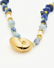 Shell Statement Multi Beaded Necklace | 18k Gold Plated/Multi Gemstone