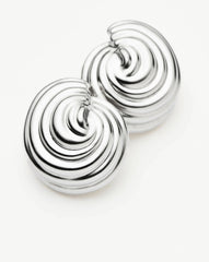 Spiral Dome Oversized Stud Earrings | Silver Plated