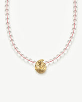 Spiral Gemstone Beaded Pendant Necklace | 18k Gold Plated/Clear Crystal Quartz