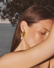 Spiral Detachable Pearl Drop Earrings | 18k Gold Plated