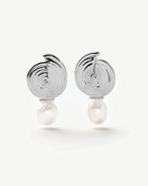 Spiral Detachable Pearl Drop Earrings | Silver Plated