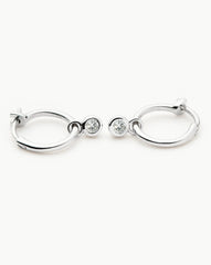 Tennis Charm Mini Hoop Earrings | Sterling Silver/Cubic Zirconia