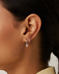 Tennis Charm Mini Hoop Earrings | Sterling Silver/Cubic Zirconia
