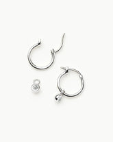 Tennis Charm Mini Hoop Earrings | Sterling Silver/Cubic Zirconia