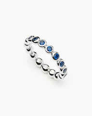 Tennis Eternity Stacking Ring | Sterling Silver/Sapphire Blue Nano-crystal