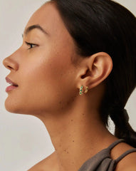 Tennis Small Hoop Earrings | 18k Gold Vermeil/Emerald Green Nano-crystal