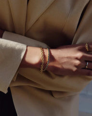 Tennis & Timepiece Bracelet Set | 18k Gold Plated/18k Gold Vermeil/Sapphire Blue Nano-crystal