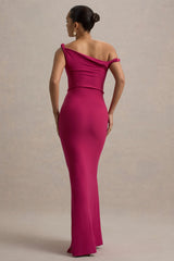 Lita | Hot Pink Twisted Asymmetric Maxi Dress