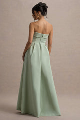 Maddalena | Light Green Bandeau Skater Maxi Dress