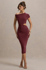 Calliope | Burgundy Cut-Out Gathered Midi Dress