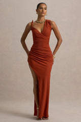 Island Girl | Rust Asymmetric Maxi Dress With Split